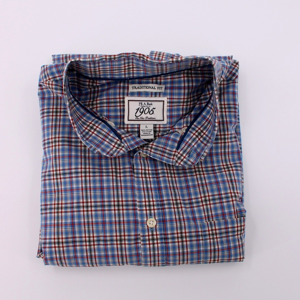 Jos A Bank 1906‎ Traditional Fit Plaid Button Down Cotton Shirt Mens L